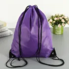 Custom Logo printed purple color polyester backpack drawstring bag for promotion
