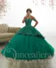 Off Shoulder Beaded Ball Gowns Green Satin Tulle Quinceanera Dresses 2018 Fashion Ball Gowns Sweet 16 Dresses