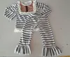 American boutique grey stripe cotton wholesale clothes turkey newborn baby clothing name brand girls clothes