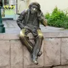 Metal Bronze Statue New Product Men Sit On The Side Of Road Sculpture Outdoor Home Garden Decoration