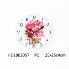 Modern Design White Wall Clock Round Quartz Wooden Walnut Hands Clock for Home Decor with 1AA battery
