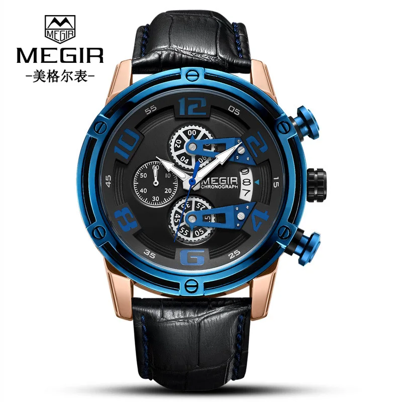 MEGIR 2078 Top Brand Luxury Quartz Watch Men High Quality Casual Leather Military Waterproof Sport Wrist Watch Relogio, 3 colors
MEGIR 2078 Top Brand Luxury Quartz Watch Men High Quality Casual Leather Military Waterproof Sport Wrist Watch Relogio, 3 colors