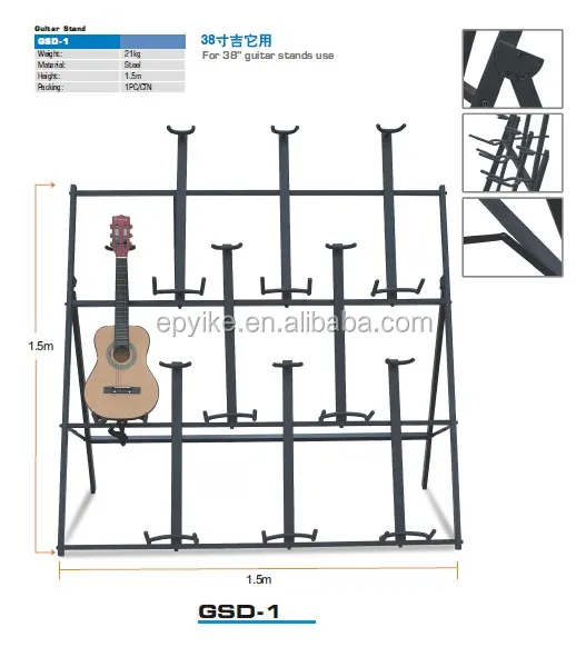 GSD-1-Profesional Guitarra Estante De Exhibición/Soporte de Metal