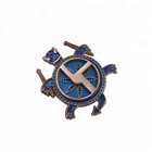 Custom lapel pin badge partial 3D rotatable enamel pin of animal with glitter