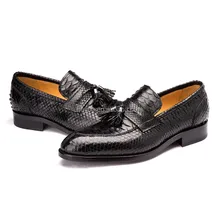 Heyco high quality particular skin custom python leather tassel loafers shoes men
