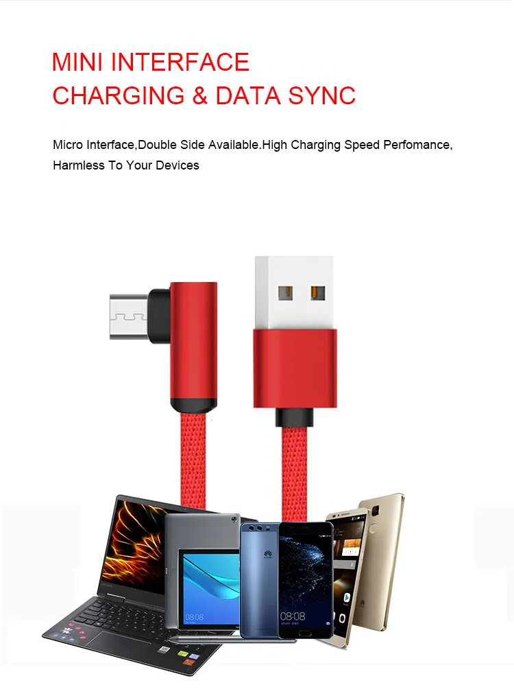 Wholesale New Style Black Blue Red L Shape Gaming Micro Usb Cable Cord For Samsung Galaxy S6 S7 Android Mobile Phone Game Cable - ANKUX.COM