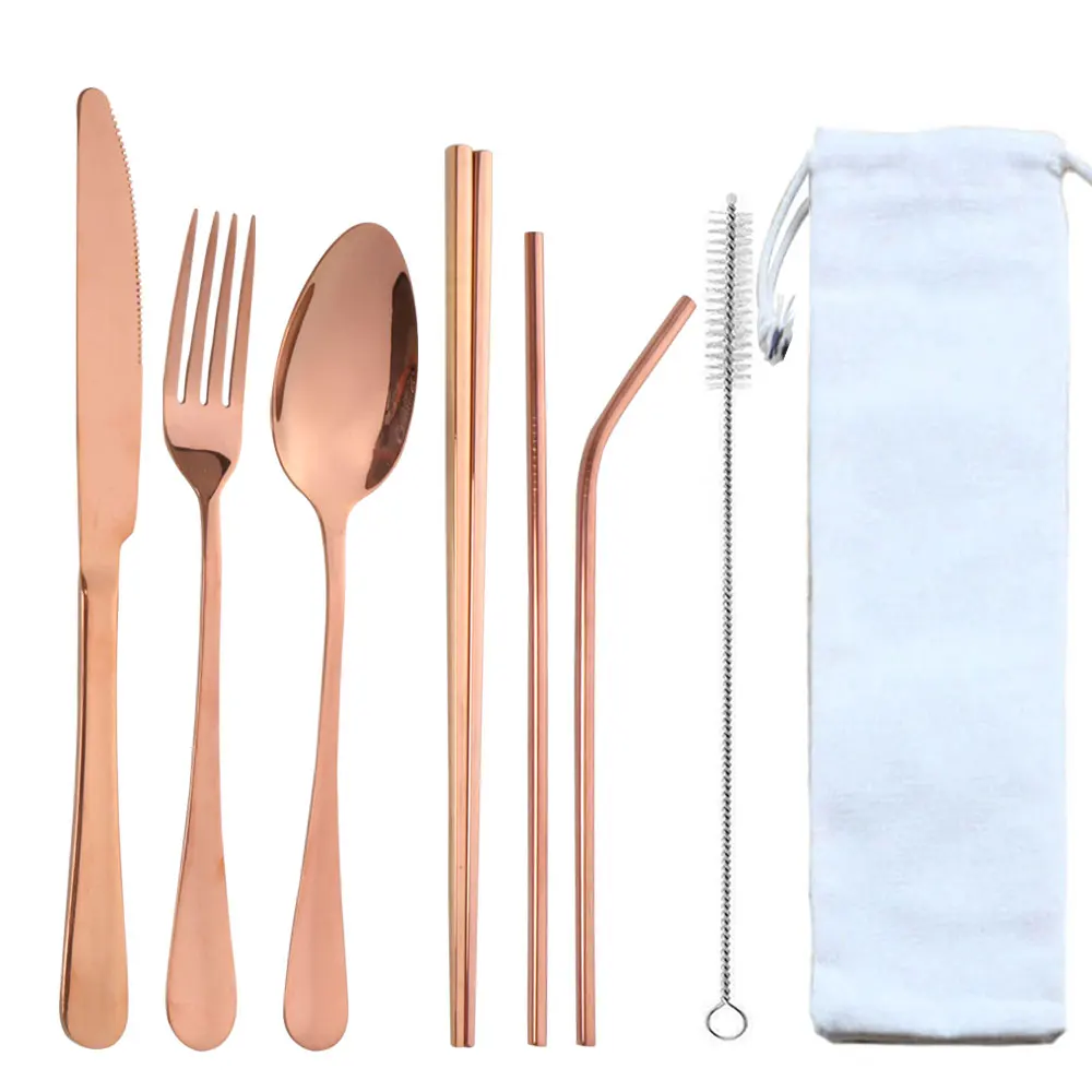 7pcs/set Eco-friendly Reusable Packaging Stainless Steel Straw and Cutlery Set, Silver/gold/ rose gold/color/black
7pcs/set Eco-friendly Reusable Packaging Stainless Steel Straw and Cutlery Set, Silver/gold/ rose gold/color/black