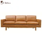 Leather Studio Couch Apartment 3S Sofa Seater With Wood Legs
