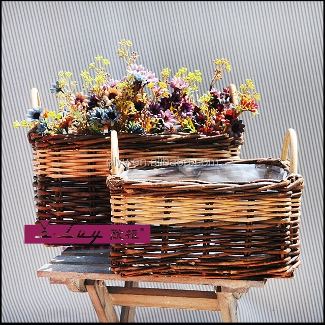 small cheap hanging grand wicker fruit basket with handles