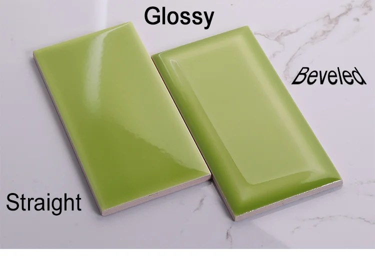 Apple Glossy Flat Subway Tile Green 3x6inch 7.5x15cm Glazed Tiles Ceramic Tiles Rustic Tiles Interior Tiles JLA Ceramics 7-8.5mm