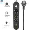 Eu 3 Outlets 3 USB Ports Electric AC Power Power Strip with Switch