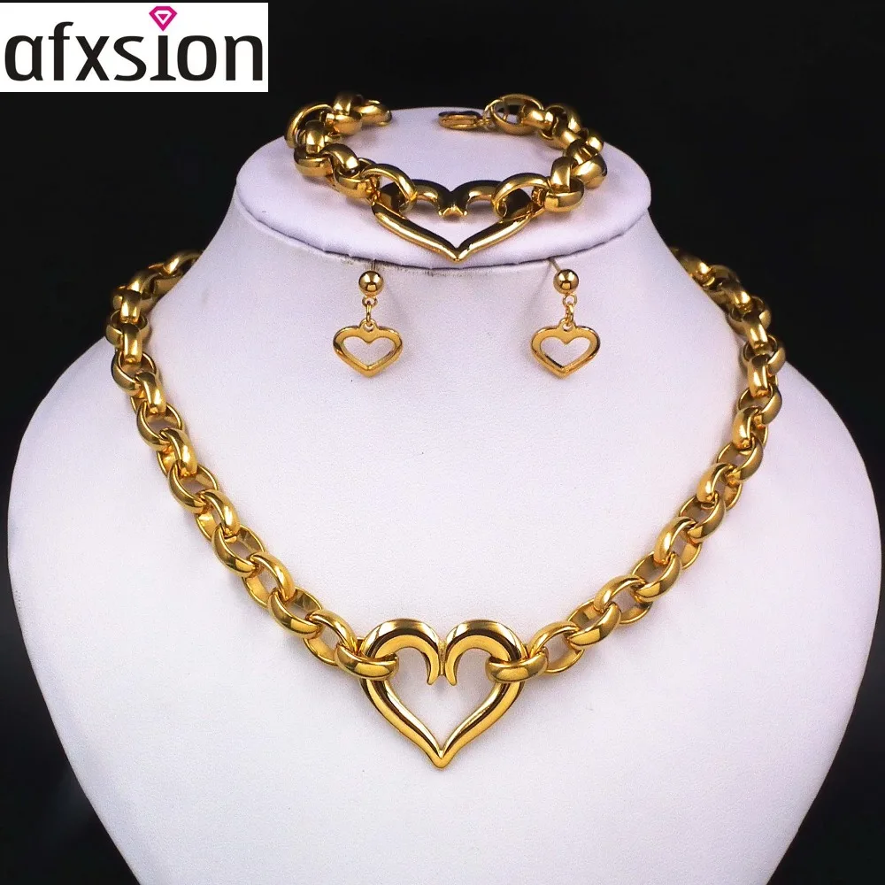 AFXSION new stainless steel jewelry set charm love heart necklace earrings bracelets, Picture
AFXSION new stainless steel jewelry set charm love heart necklace earrings bracelets, Picture