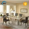 foshan luxury marble furniture stone dining table set with 8 chairs