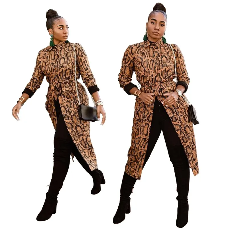 Snake Skin Print Sexy Long Coat Women Turn Down Collar Long Sleeve Slim Fit Jacket Streetwear Femme Single-Breasted Outwear
Snake Skin Print Sexy Long Coat Women Turn Down Collar Long Sleeve Slim Fit Jacket Streetwear Femme Single-Breasted Outwear