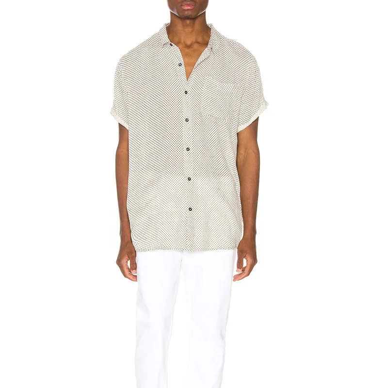 Summer new arrival fancy dot 100% viscose men dot shirt with patch pocket, Custom color
Summer new arrival fancy dot 100% viscose men dot shirt with patch pocket, Custom color