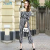 2018 wholesale latest design ladies stripe jumpsuit,cotton linen women jumpsuit