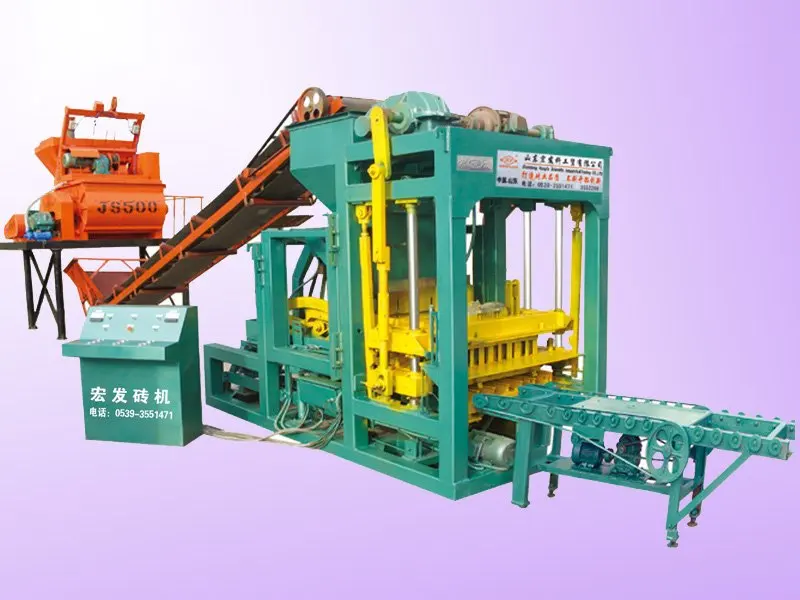 QT4-25C Automatic Smoothing Concrete Block Making Machine Complete Production Line With Medium Stacker