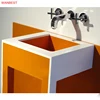 Orange Small Size Square Bathroom Washing Basin for Home