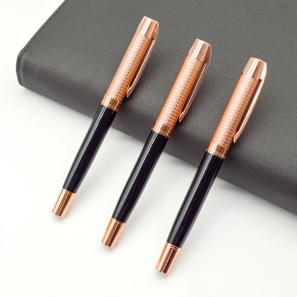 black barrel custom rose gold cap gift metal roller pen for pro