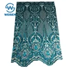 Green Spangle Fabric Dress Wedding Party Polyester Fabric Net Embroidery Sequin Lace