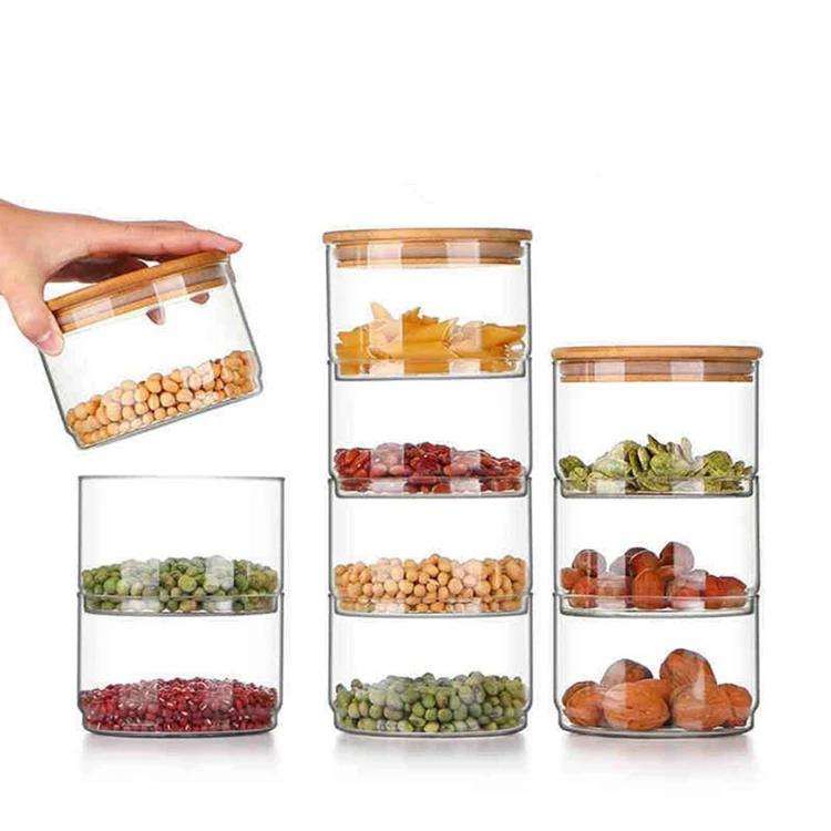 3 layers round cookie storage jar high borosilicate glass stacked tank jar with bamboo lid, Clear
3 layers round cookie storage jar high borosilicate glass stacked tank jar with bamboo lid, Clear