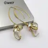 WT-E526 Natural Sea Shell With Hole Big ring For Women Shell Earring Gold plated Hollow out White Color Trumpet Shell Earring