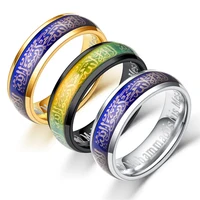 

New Muslim Stainless Steel Men's Ring Changing Color Mood Rings Feeling / Emotion Temperature Rings Wide 8mm Smart Jewelry