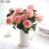 High Quality Wholesale Custom Cheap velvet rose real touch rose flower artifical 10 roses bouquet