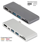 6 In 1Type C Hub with SD/Micro Multifunction Card Reader USB 3.0 Charger for PC