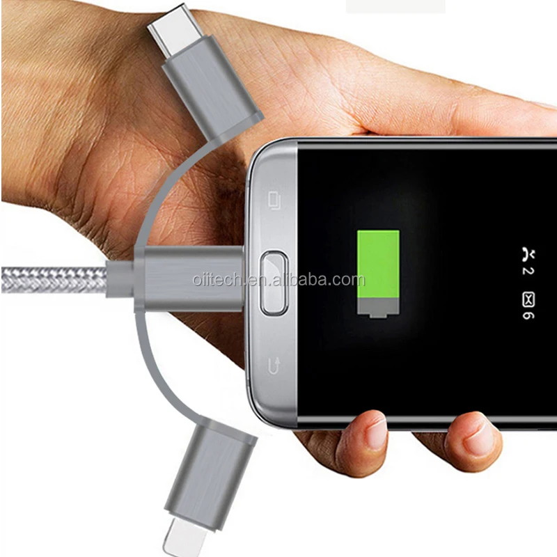 High quality nylon braided 3 in 1 multi usb data cables charging cable and sync data - ANKUX.COM