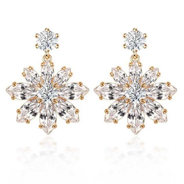 High Quality AAA-AA Zircon Champagne Gold Big Shenzhen Jewellery Fashion Flower Earring, White, gold 
High Quality AAA-AA Zircon Champagne Gold Big Shenzhen Jewellery Fashion Flower Earring, White, gold