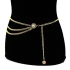 Fashion alloy multi-layer exaggerated waist chain queen head vintage waist chain women