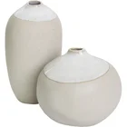 Natural clay stoneware ceramic flower vase with white reactive glaze for home decor