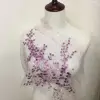 Luxury 3D Appliques Sequins Beads Trim Purple Bridal Lace Motif