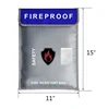 15"x11" Fiberglass Silicone Coat Zipper Fireproof Waterproof Document Bag Pouch Money envelope bag With reflective band