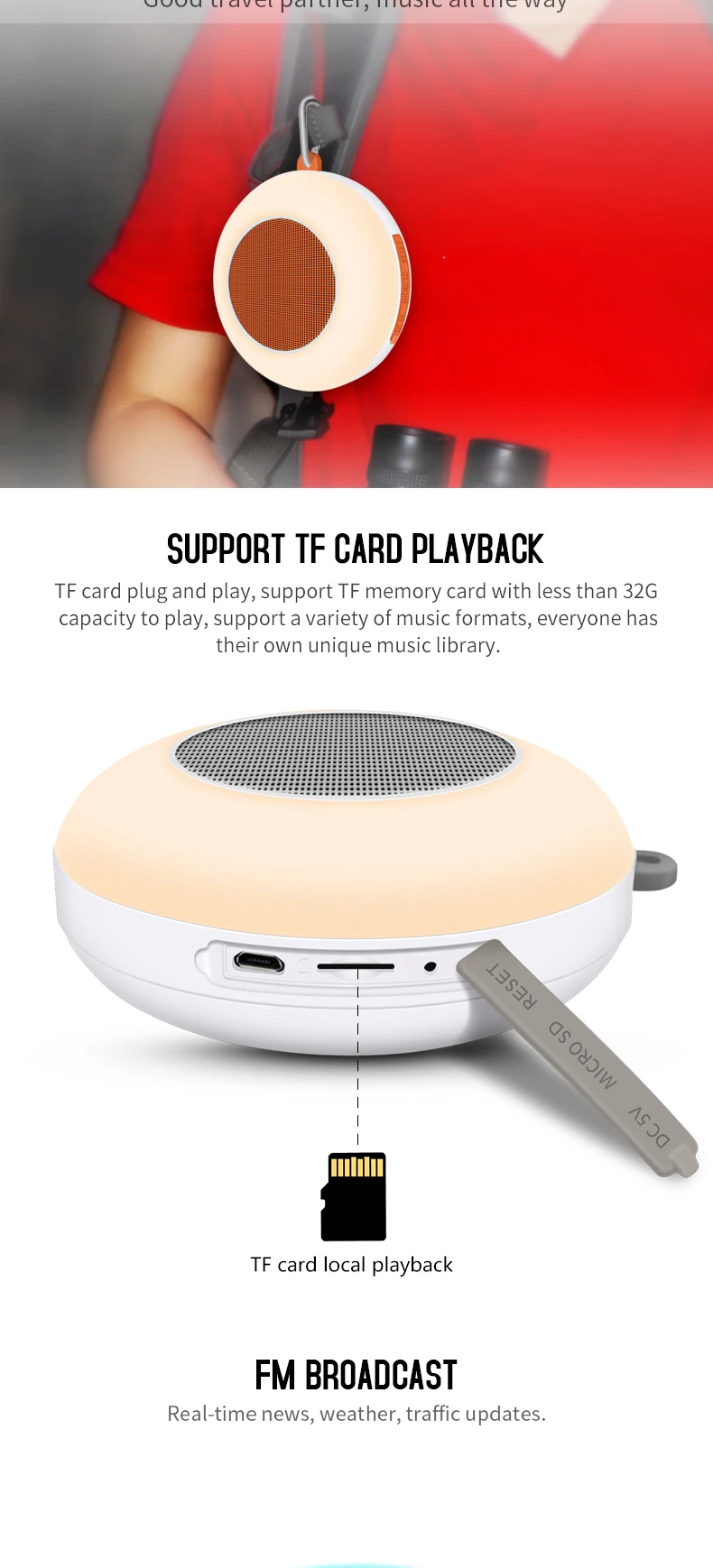 Super Bass Handsfree Mini Portable Bluetooth Speaker Waterproof Outdoor Music Box with Handle - ANKUX.COM