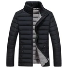Winter Jacket Mens 2019 Cotton Padded Warm Thick Jacket Stand Collar Male Solid Parka Coat Sale 5XL