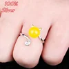 100% 925 Sterling Silver Cute Cat Empty Ring Blank DIY Wax Turquoise Amber Ring Jewelry Setting