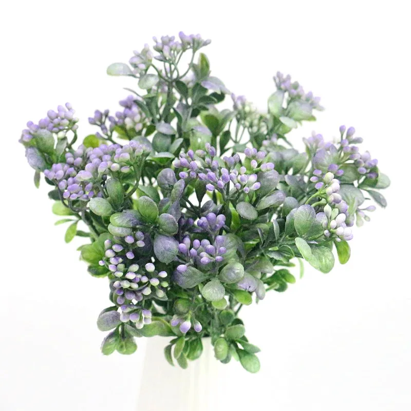 Flone Green Artificial Flower Simulation Milan Small Bouquet Plastic Plant Flowers For Wedding Home Office Party Decoration Art (4)