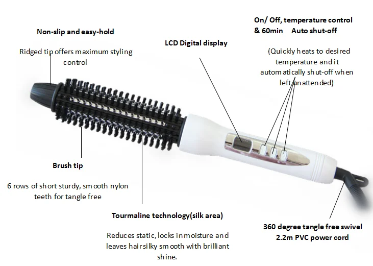 Wholesale hot sales fast PTC heater easy control hair curling brush with private label,welcome to OEM