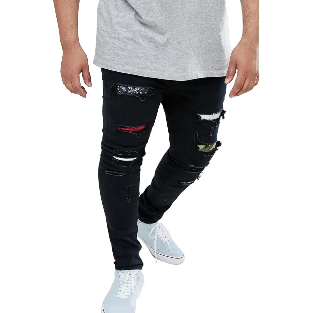 55650 New Designs Denim Patch Hole Men's Jeans Pants