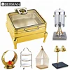 Indian restaurant appliance service hotel used chafer deluxe chafing dishes gold stainless steel buffet food warmers for sale