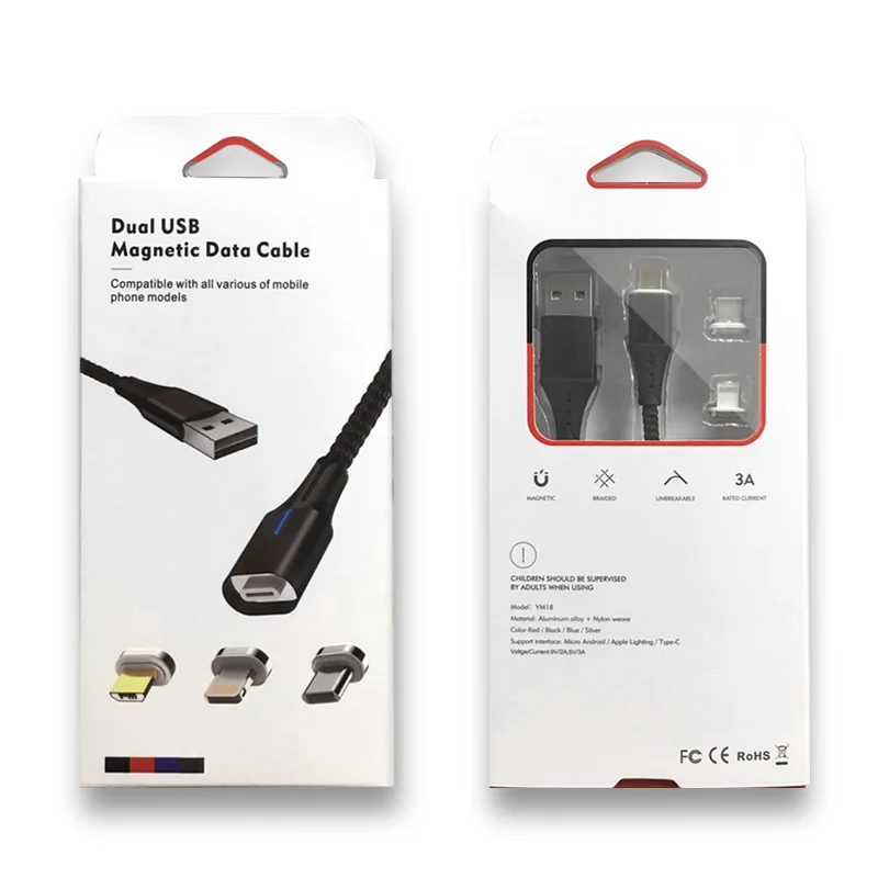 3 in 1 Magnetic Charger Cable Lighting Android Micro USB Type C 3A fast charging cable for Mobile Phone - ANKUX.COM