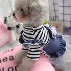 Wholesale Popular winter denim Butterfly-knotted Lace Princess pet dog dress
