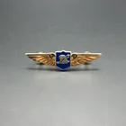 Aviation style wings lapel pins gold die cast enamel pilot badge designer