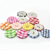fancy 2 hole round plaid printed satin self fabric covered metal eyelet button