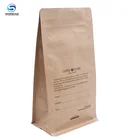 wholesale custom printed flat bottom side gusset kraft paper green tea coffee beans packaging valve bags with valve