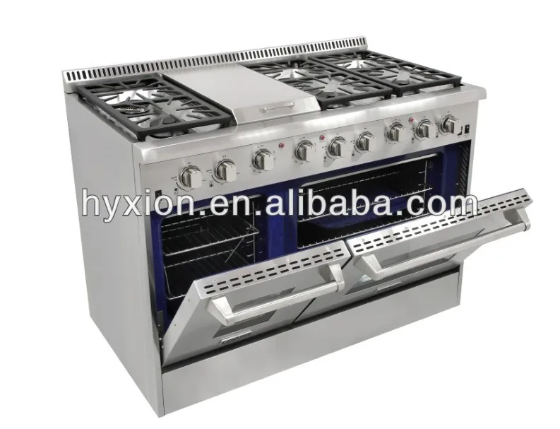 professional 48 inch gas range cooker 6 dual-ring burner with