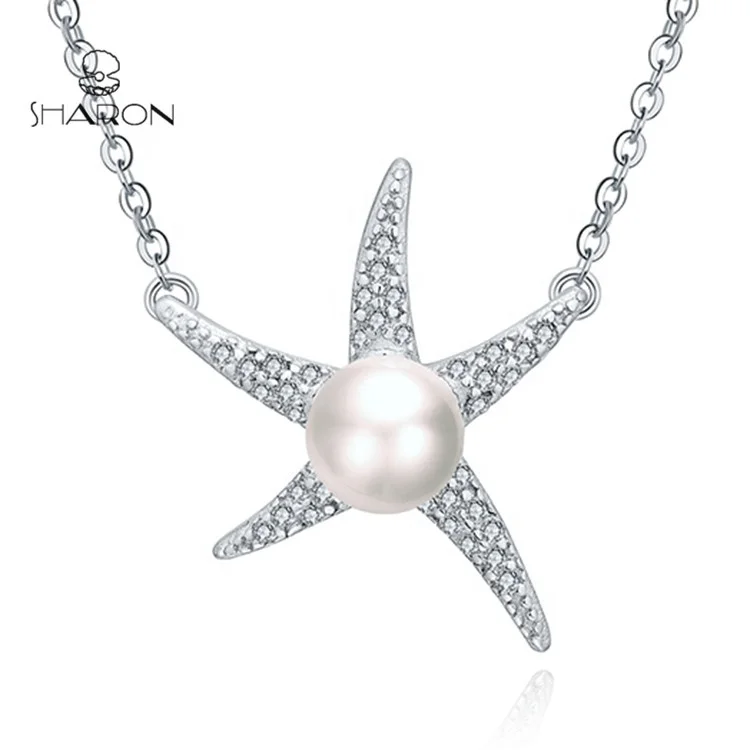 Design Jewelry Starfish 925 Sterling Silver Freshwater Pearls Necklace 
Design Jewelry Starfish 925 Sterling Silver Freshwater Pearls Necklace