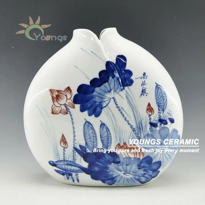 Elegant hand painted lotus ceramic porcelain vases for flower